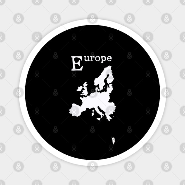 Europe, white map and name. Magnet by Bird